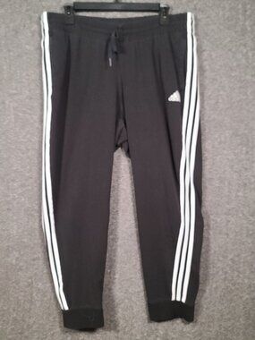 Adidas Men's 1X Sweatpants Black And White Stripes Joggers